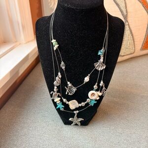 Shell and Bead 3 strand Necklace